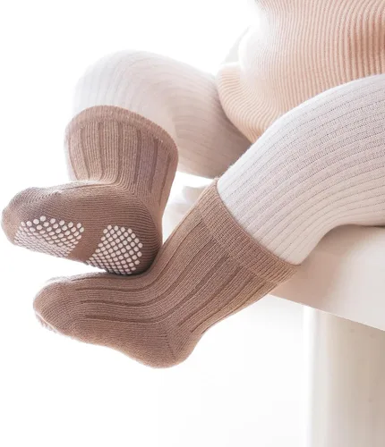 Miniatura 4 de VWU Calcetines de algodón para bebés y niños pequeños con empuñaduras de 0-5T, 6