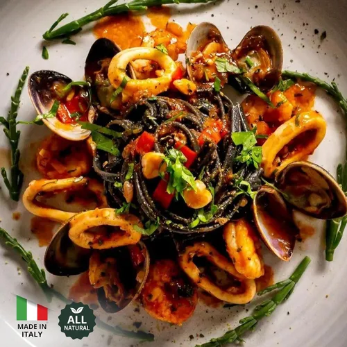 Miniatura 6 de Mercato di Bellina Cesta de regalo italiana de 4 piezas con tinta de calamar orgánica y pasta orgánica de limón, pimienta y limón, aceite de oliva