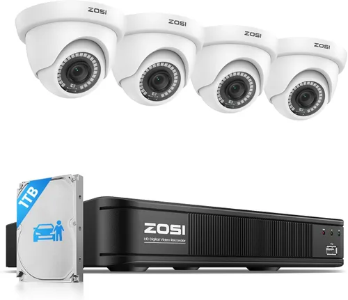 ZOSI Sistema de cámara de seguridad para el hogar 3K 5MP Lite H.265+, DVR de vigilancia de 8 canales con detección de vehículos humanos AI y 4
