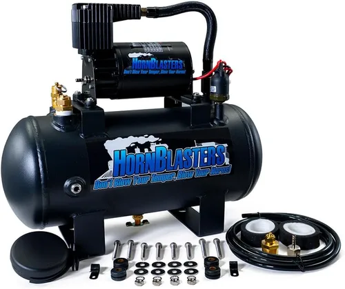 Miniatura 6 de HornBlasters Outlaw Black 127H Kit de bocina de tren de 1.5 galones 120PSI - Sistema de aire todo en uno - Fácil instalación - Sonido potente