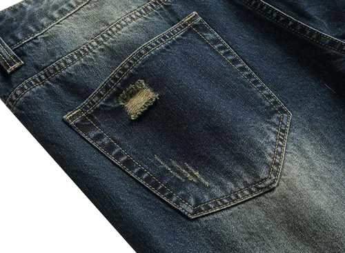 Miniatura 5 de Jeans casuales ajustados con agujeros rasgados para hombre