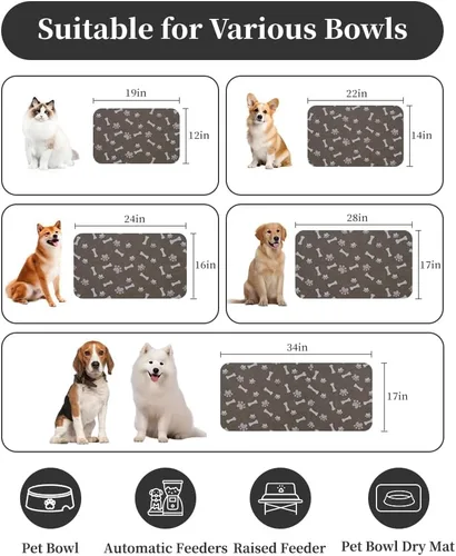 Miniatura 4 de MontVoo Tapete de comida para perros, tapete de alimentación de mascotas para alimentos y agua, dispensador sin manchas, de secado rápido, tapete