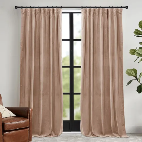 Miniatura 23 de RYB HOME Cortinas elegantes de terciopelo verde de 108 pulgadas de largo, bloqueo de luz, aislamiento térmico, elegantes cortinas de terciopelo