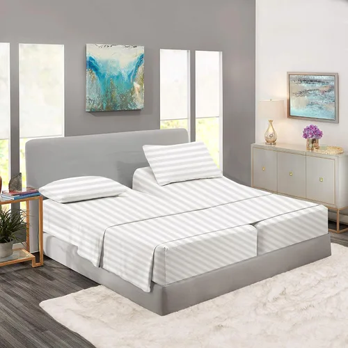 Miniatura 11 de Rajlinen Split Queen Sheet Set for Adjustable Bed, 100% Egyptian Cotton, 5 Piece Set, Dual 16" Deep Pocket Fitted Sheets, Soft, Cooling, Breathable