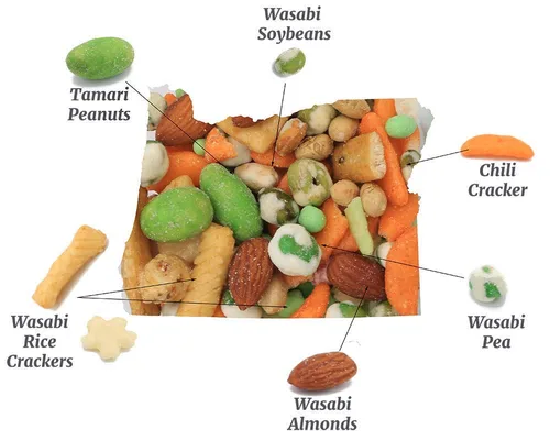Miniatura 8 de Oregon Farm Fresh Snacks Mezcla de guisantes de Wasabi y galletas de arroz, aperitivos asiáticos de origen local y recién hechos con almendras