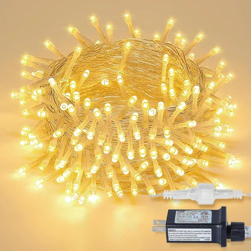 Miniatura 11 de Cadena de 200 luces LED de 98 pies, impermeables con 8 modos con memoria, fuente de alimentación certificada por UL de 30 V para el hogar, jardín