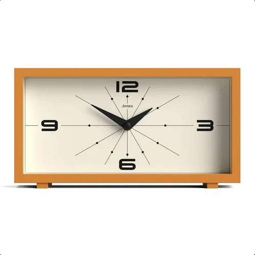 Miniatura 9 de JONES CLOCKS® Reloj de Escritorio Odeon Diseño Rectangular Moderno Negro Aspecto Retro Elegante para Estante, Mesa, Repisa de Chimenea