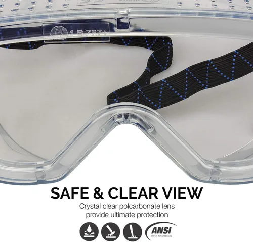 Miniatura 2 de Neiko 53874A - Gafas protectoras de seguridad antivaho con visión amplia, extrasuaves, ajustables y ligeras, transparentes
