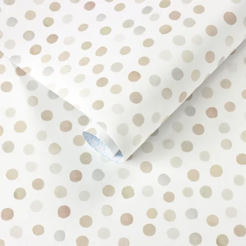 Dimoon Papel Tapiz Despegar y Pegar de 17.3''x78.7'' Boho Beige Papel de Contacto Natural Moderno de Lunares Blancos Papel Tapiz Removible para Baño