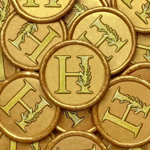 Miniatura 91 de 25 calcomanías de sello de cera doradas y negras hechas a mano con hojas botánicas vintage, calcomanías de cera para invitaciones de fiesta de boda