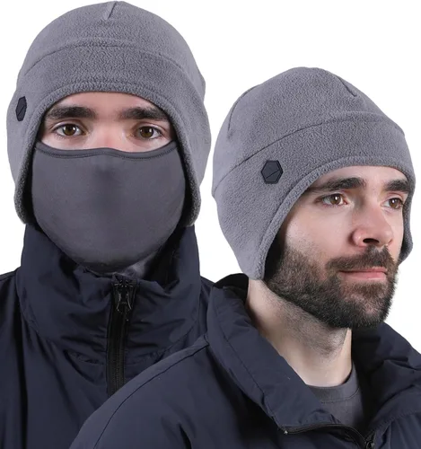 Miniatura 7 de Tough Headwear Skull Cap with Mask Men, Winter Running Gear, Motorcycle Winter Gear, Helmet Liners, Ski Hat, Thermal Beanie