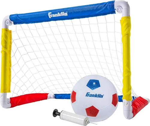 Franklin Sports Portería de fútbol para niños con pelota y bomba - 24 x 16 pulgadas