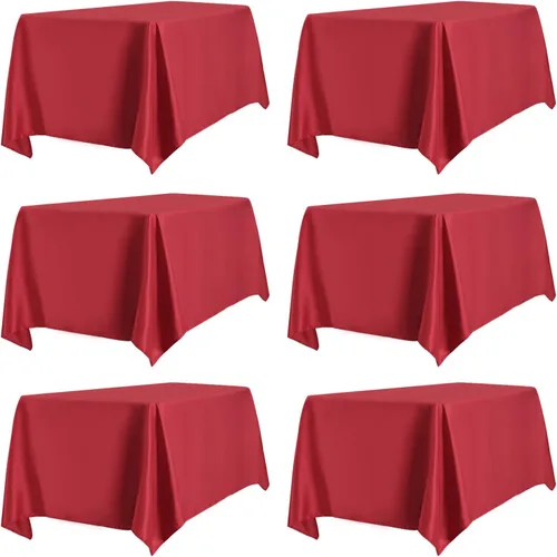 Miniatura 10 de PureFit - Juego de 6 manteles rectangulares negros de 60 x 102 pulgadas para mesas de 6 pies, manteles de lino resistentes a manchas y arrugas