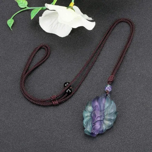 Miniatura 4 de Jovivi - Collar de zorro con cuarzo rosa natural y hielo de obsidiana, con piedras preciosas de cristal curativo, collar y dije de protección
