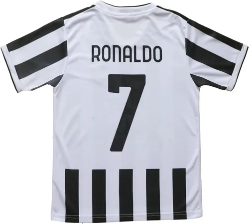 Miniatura 3 de LeenBD Camiseta y pantalones cortos de fútbol New Juve #7 Ronaldo 2021/2022 para niños, tallas juveniles