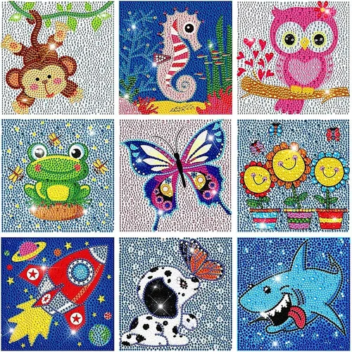 Miniatura 6 de HUBENDMC Kits de pintura de diamantes para niños, juego de manualidades de diamantes fáciles de cristal para el hogar 5D taladro completo