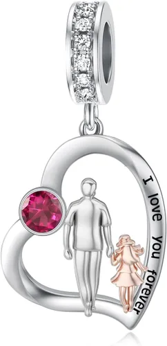 Miniatura 147 de PROESS Dije para padre, madre e hija, pulsera de plata de ley para pulseras, regalos de cumpleaños, día de San Valentín, para hija, madre, amante