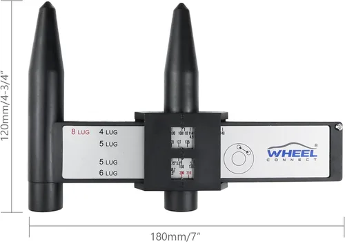 Miniatura 3 de WHEEL CONNECT Medidor PCD, herramienta de medición de patrón de pernos de rueda/llanta, regla PCD, pinza deslizante para 4 5 6 8 agujeros