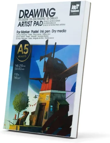 Miniatura 9 de TRANSON Cuaderno de bocetos de medios mixtos para artistas con marcador, 5.8”x8.3” 80 hojas A5 de papel de arte, 80lb/120gsm para pintar, dibujar