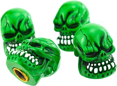 Miniatura 4 de Lunsom Tapas de vástago de válvula de neumático de calavera para válvulas de aire de automóvil, cubierta de vástagos de rueda de presión, accesorios