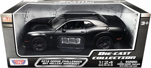 2018 Challenger SRT Hellcat Widebody Matt Black Colección Fundido a presión Serie 1/24 Modelo de auto fundido a presión por Motormax 79350, unisex