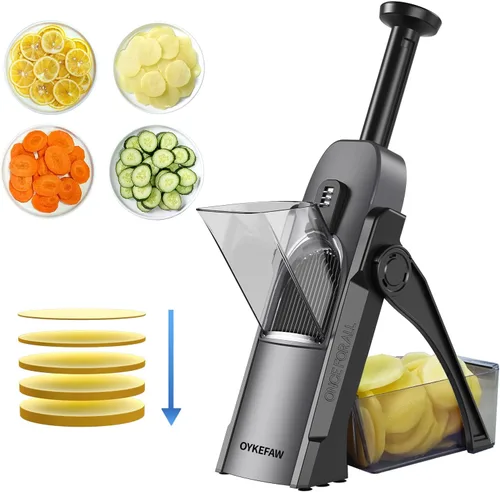 Cortador de mandolina seguro para cocina, cortador de papas, cortador de papas para papas fritas, cortador de verduras y alimentos, espesor