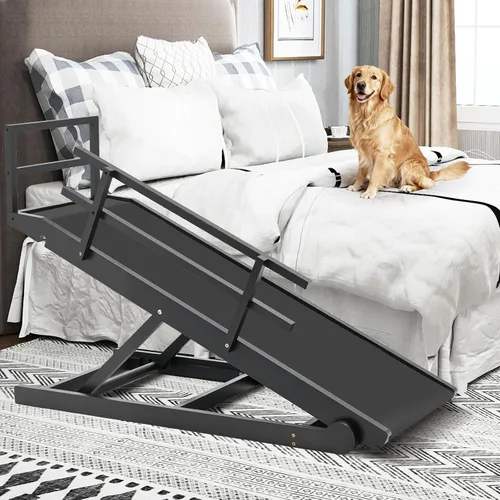 Miniatura 14 de SLSY Rampa para perros para cama, sofá y SUV, rampa plegable ajustable mejorada para mascotas con alfombrilla de goma antideslizante, 45.2 pulgadas