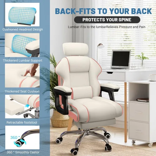 Miniatura 6 de Silla ejecutiva para computadora, silla de escritorio para oficina en casa, ángulo ajustable, ergonómica, de altura ajustable, sillas de cuero PU