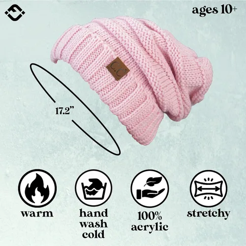 Miniatura 150 de Funky Junque Gorro de moda de punto trenzado de talla extragrande, grueso, abrigado, suave y holgado