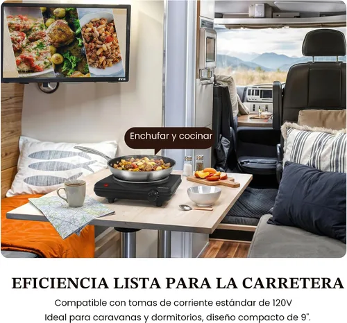 Miniatura 3 de Elite Gourmet ESB-301BF# Quemador de hierro fundido individual de encimera, placa caliente eléctrica de 1000 vatios, controles de temperatura, luces