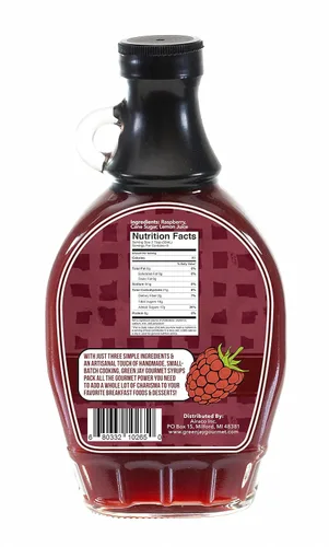 Miniatura 2 de Green Jay Gourmet Jarabe de Frambuesa - Jarabe de Desayuno Premium de 3 Ingredientes con Frambuesas Frescas, Azúcar de Caña y Jugo de Limón - Jarabe