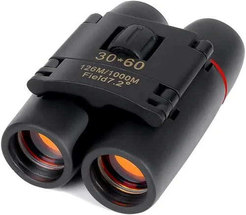 Mini prismáticos portátiles de 30 x 60, telescopio plegable de ángulo de visión amplio con visión nocturna con poca luz para observación de aves al