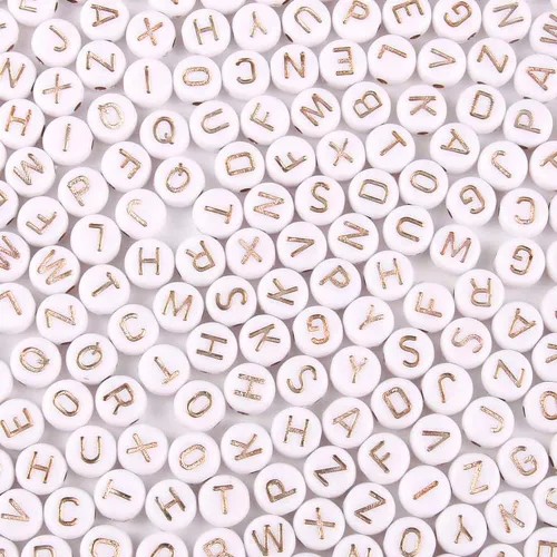 Miniatura 10 de 1200 piezas 4×7mm Cuentas de letras del alfabeto, cuentas acrílicas redondas negras y coloridas, para pulseras y hacer joyas