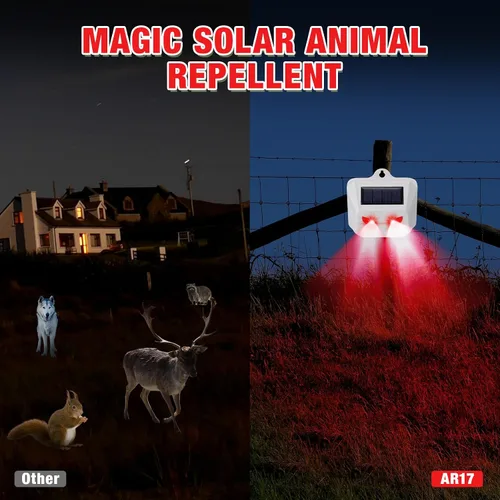 Miniatura 6 de Qualirey Paquete de 12 unidades de luz de control solar, repelente de animales nocturnos, dispositivos disuasorios para exteriores, sensor de luz