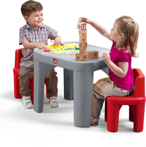 Miniatura 4 de Set de mesa y sillas Step2 Mighty My Size para niños, mesa de actividades de sala de juegos para manualidades, hecha de plástico duradero, para Gris