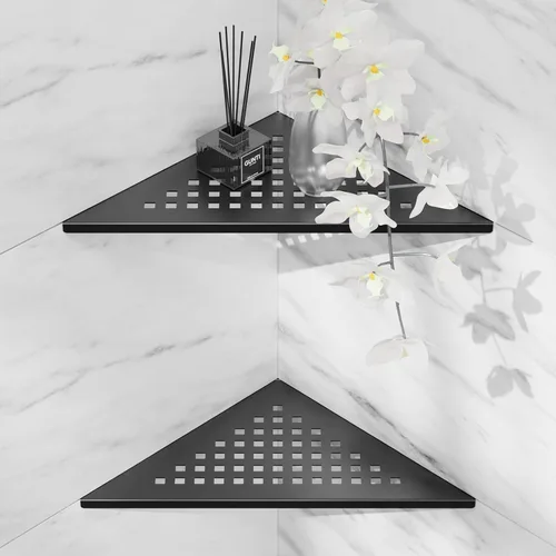 Miniatura 9 de lives Estante de ducha esquinero con diseño de ranura de 10 pulgadas, estantes de ducha empotrados para pared de azulejos, estantes esquineros