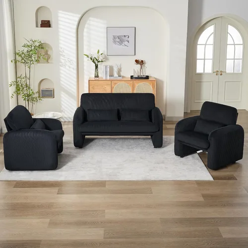 Miniatura 8 de WUTUTUEE Silla decorativa de tela de pana, sillas tapizadas modernas para sala de estar con almohada lumbar, sillón ancho y cómodo para dormitorio