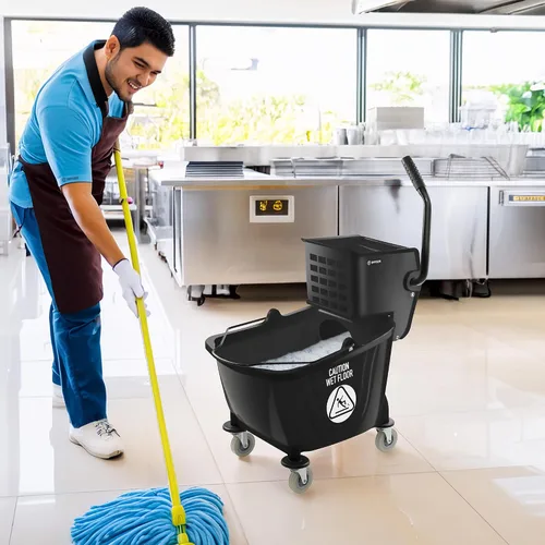 Miniatura 7 de Dryser Comercial prensa lateral escurridor Combo fregona cubo, 33 cuartos de galón, negro