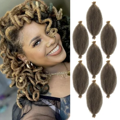 Miniatura 59 de 3 paquetes de cabello trenzado Marley Twist de 8 pulgadas, cabello afro twist elástico preseparado para rastas suaves de imitación, cabello