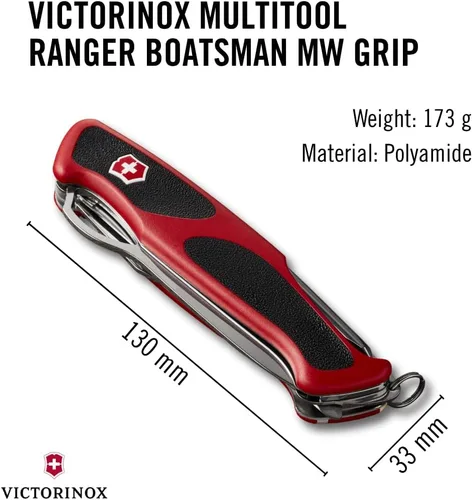 Miniatura 3 de Victorinox Ranger 78 M Grip - Cuchillo suizo del ejército, 12 funciones, navaja de bolsillo de fabricación suiza con hoja de bloqueo grande, pinzas