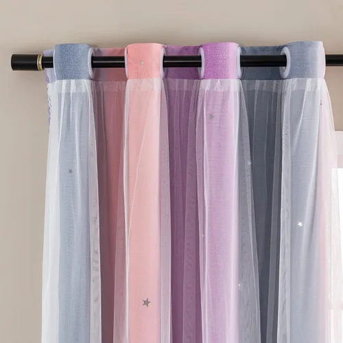 Miniatura 31 de XiDi Cortinas opacas con estrellas para habitaciones de niños, cortinas verdes para ventana de dormitorio de niños, azul y gris, 52 pulgadas de Azul