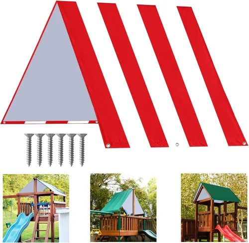 Miniatura 8 de ABCCANOPY Juego de lona de repuesto de 43 x 90 pulgadas para parques infantiles, pantallas de sombra (borgoña/blanco)