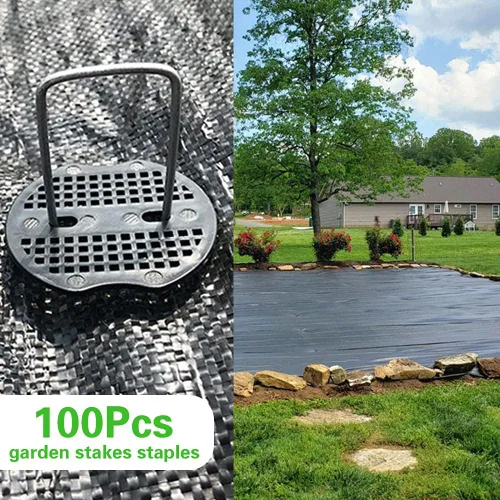 Miniatura 6 de 100 Piezas Estacas Grapas de Jardín + 100 Piezas Juntas, Bakulyor Grapas de Paisajismo de Césped de 6 Pulgadas Calibre 11 en Forma de U Galvanizadas