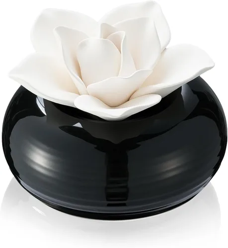 Miniatura 12 de Honeydak 1 pieza Difusor de cerámica de flores hecho a mano, difusor de aceite esencial pasivo de porcelana blanca con base, decoración decorativa