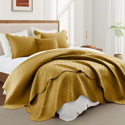 Miniatura 69 de IR Imperial Rooms Velvet Twin Quilt Bedspread Comforter Bedding Set 2 Pcs Diamond Pattern - (68"x86") Bedspread Coverlet + 1 Pillow Shams