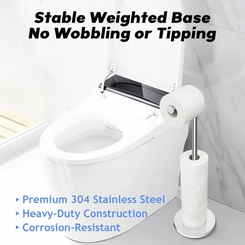 Miniatura 5 de TACGEA Soporte para papel higiénico, soporte para rollo de papel higiénico de baño, acero inoxidable, almacenamiento para 4 rollos de papel Plateado