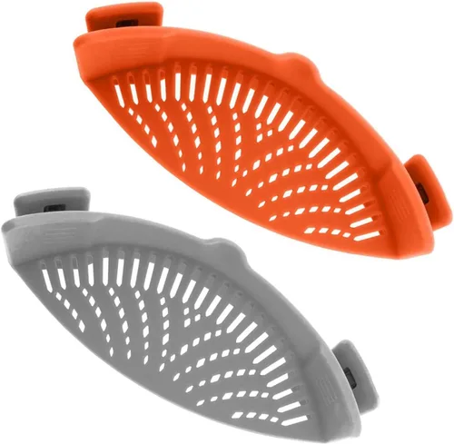 Miniatura 10 de 2 piezas de colador con clip, colador para ollas para pasta, carne, verduras y frutas, coladores de silicona - Se ajusta a todas las ollas y cuencos.