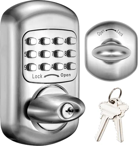 Miniatura 7 de Bravex Cerradura de Pestillo sin Llave con Teclado de Entrada para Puerta de Aleación de Zinc Cerradura Sabbath 100% Mecánica Cerradura Shabbos