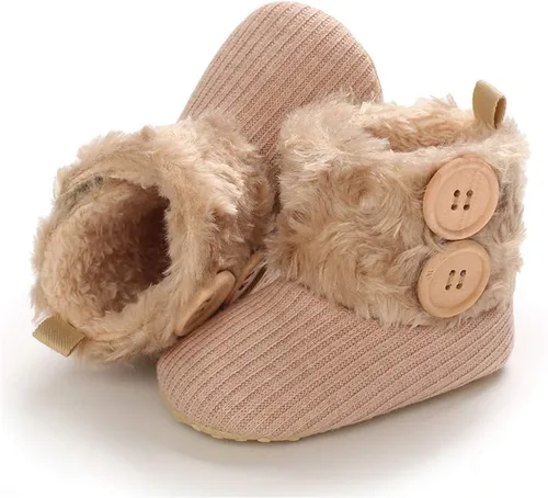 Miniatura 4 de E-FAK Botas para bebé niño y niña, zapatos para recién nacidos, con lazo para nieve, antideslizantes, suela suave, cálidos, para niños pequeños
