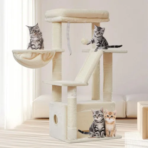 Taoqimiao Árbol para gatos, torre para gatos de 38.5 pulgadas para gatos de interior, adecuado para gatitos con lujoso condominio para gatos con